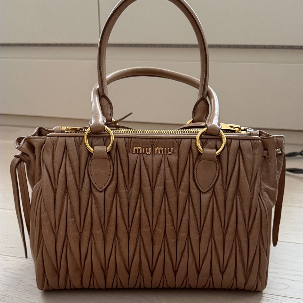 Miu Miu Brown Quilted Satchel